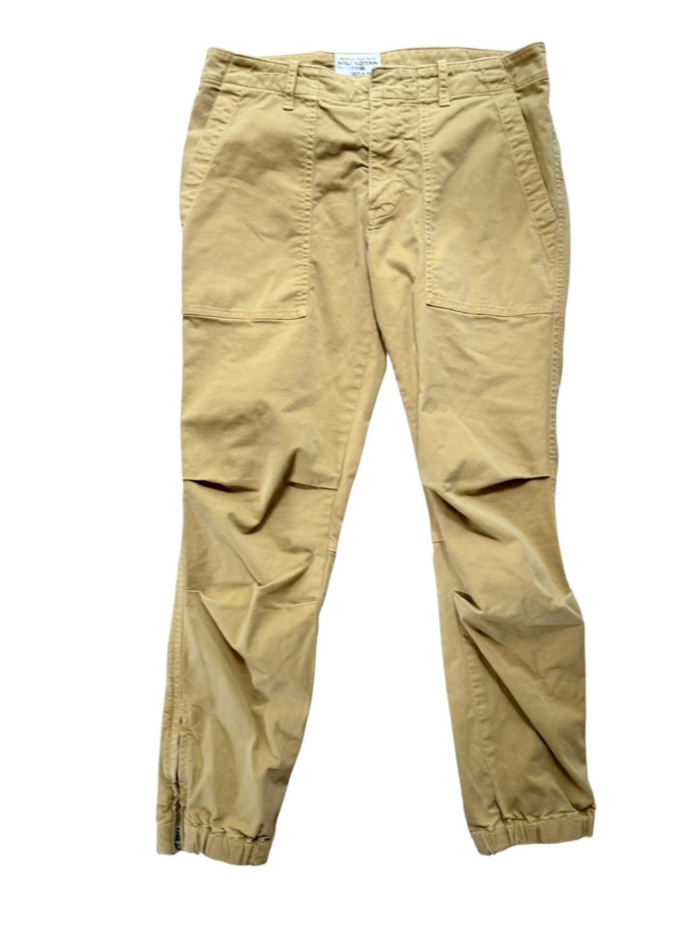 Nili Lotan French Military Cargo Jogger Pants Mustard Size 2 Ankle Zip
